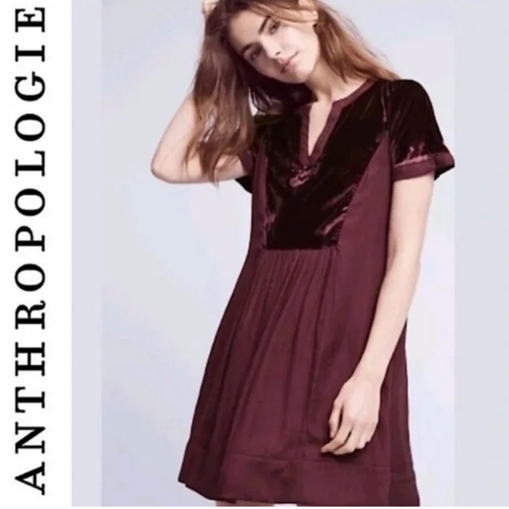 Anthropologie Maeve Velvet Yolk Dress